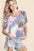 BiBi Tie Dye Knit Top with Leopard Raglan Sleeves