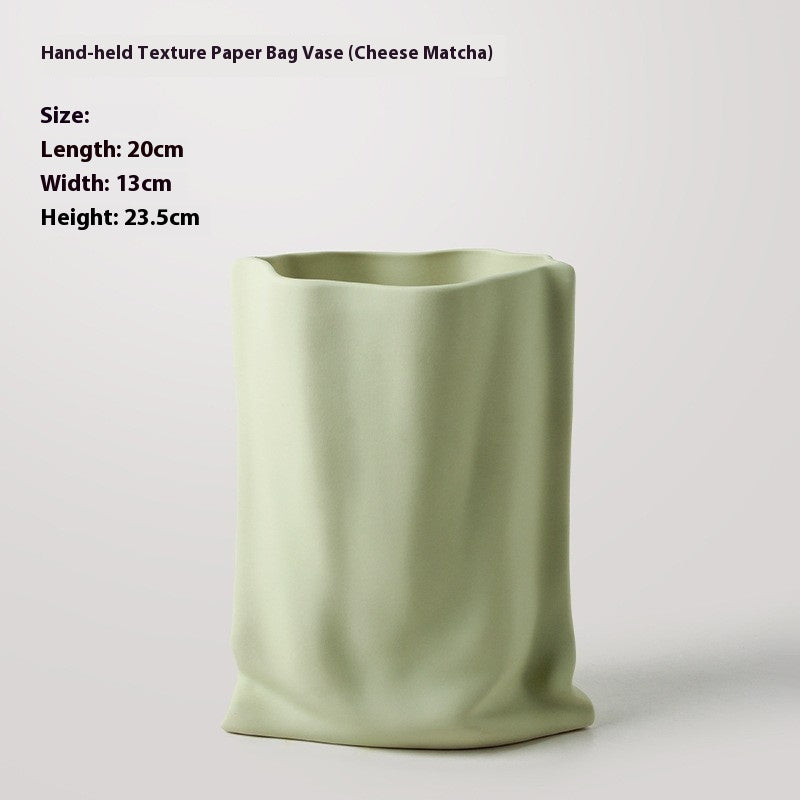 Ceramic Vase Silver-plated Simple Living Room Paper Bag Flower Arrangement