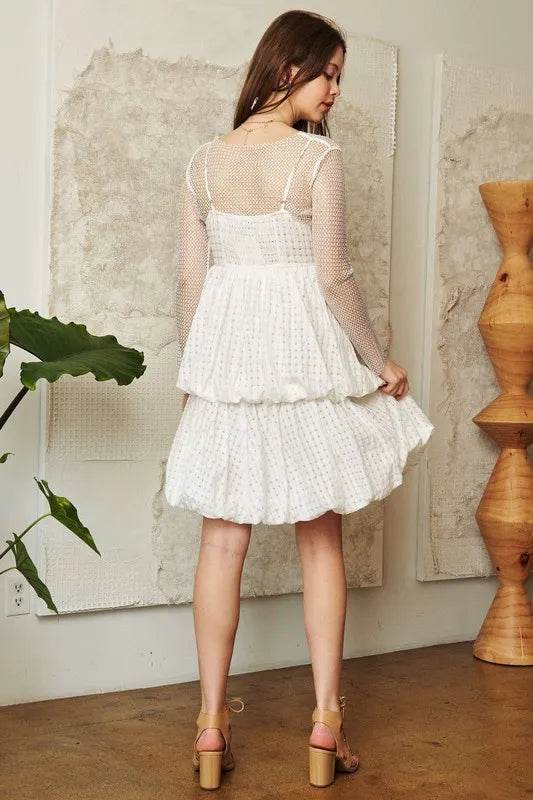 Davi & Dani Checker Print Side Pockets Textured Mini Dress