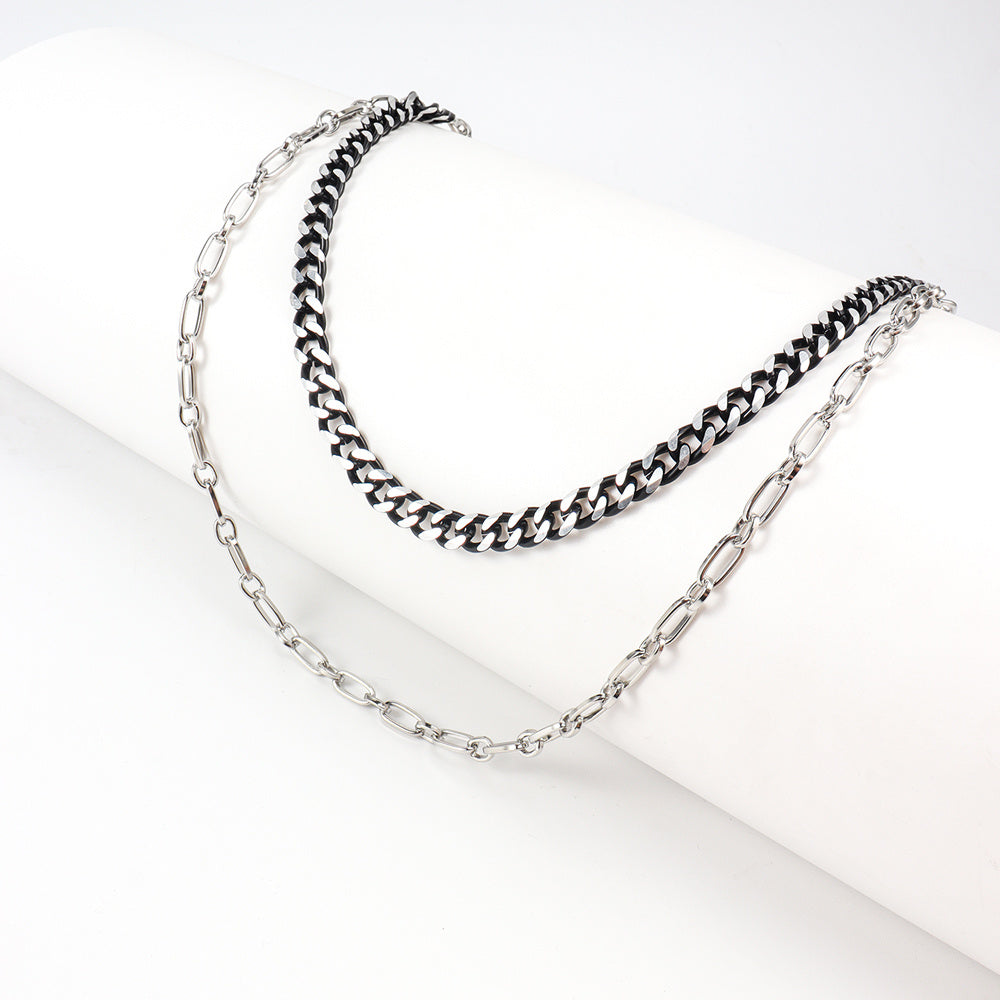 New European And American Punk Style Personality Double Pants Chain Men And Women Black And Silver Mixed Simple Chain Hip-hop Jeans Decoration