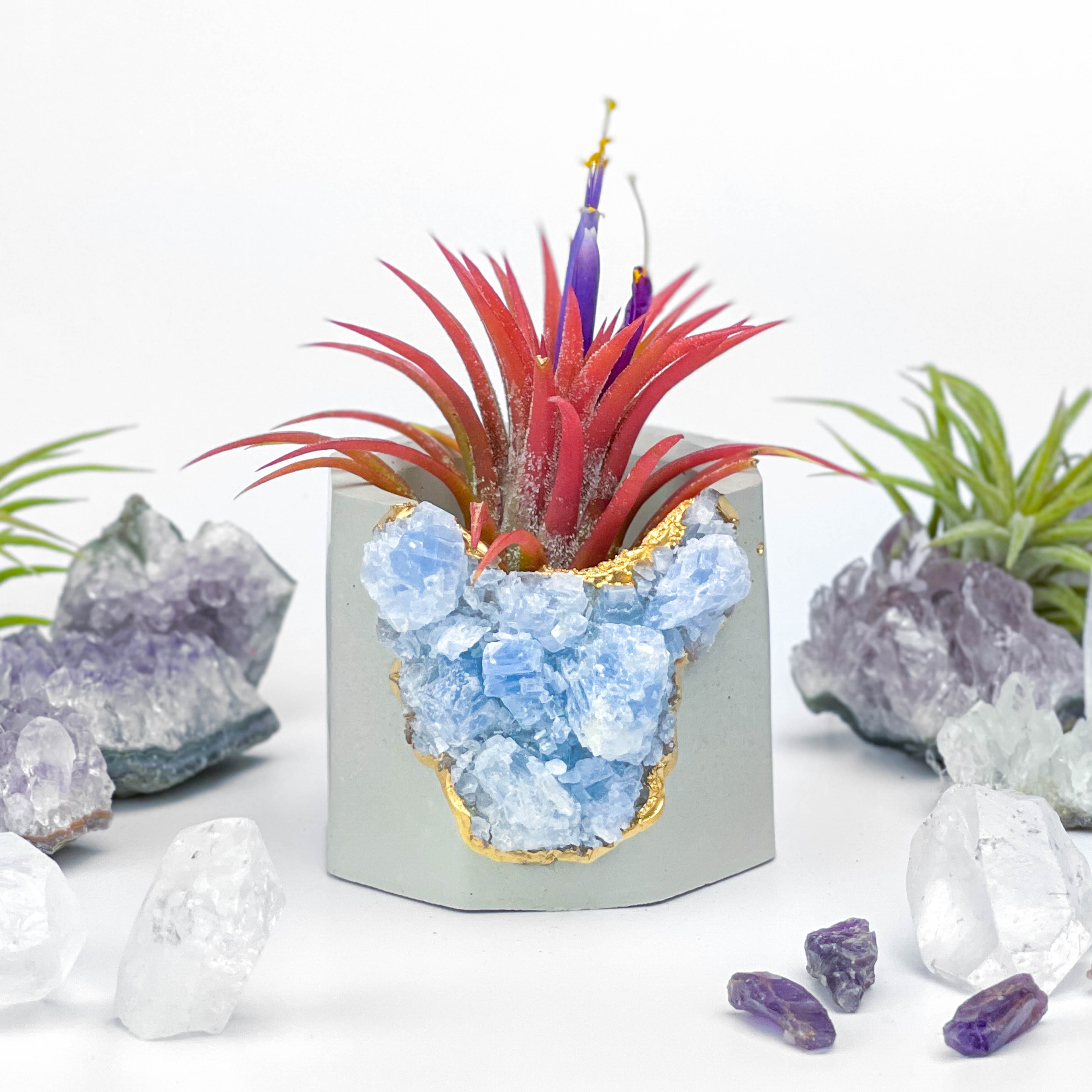 BLUE CALCITE GEODE PLANTER