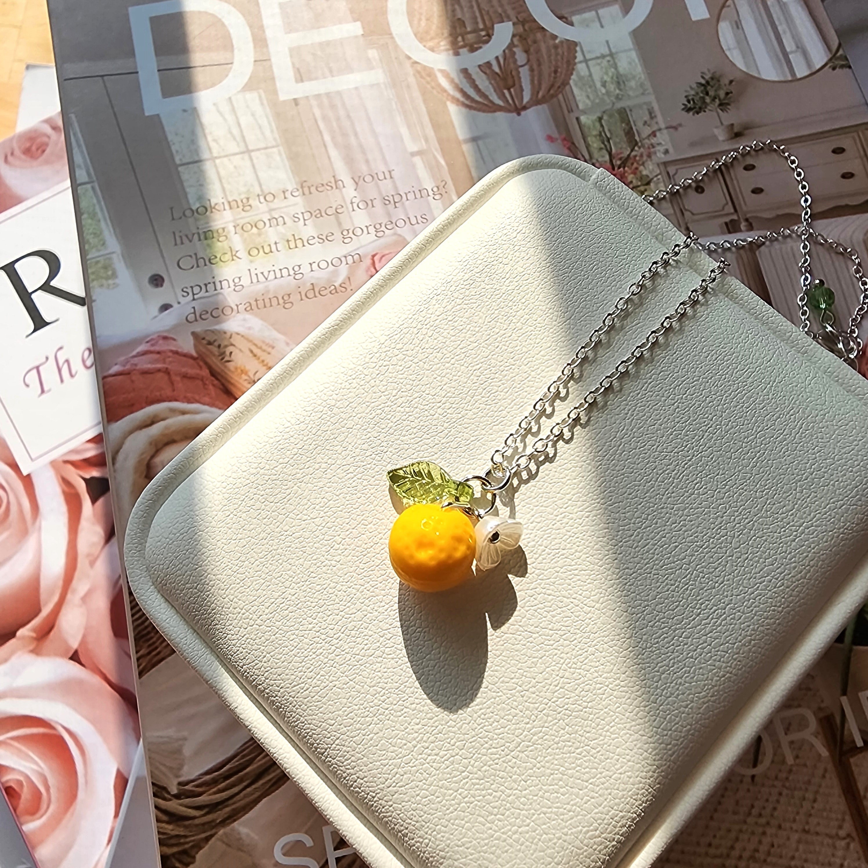 Custom Gold Orange Fruit Necklace | 14K Gold/925 Silver Plated Yellow Orange Necklace