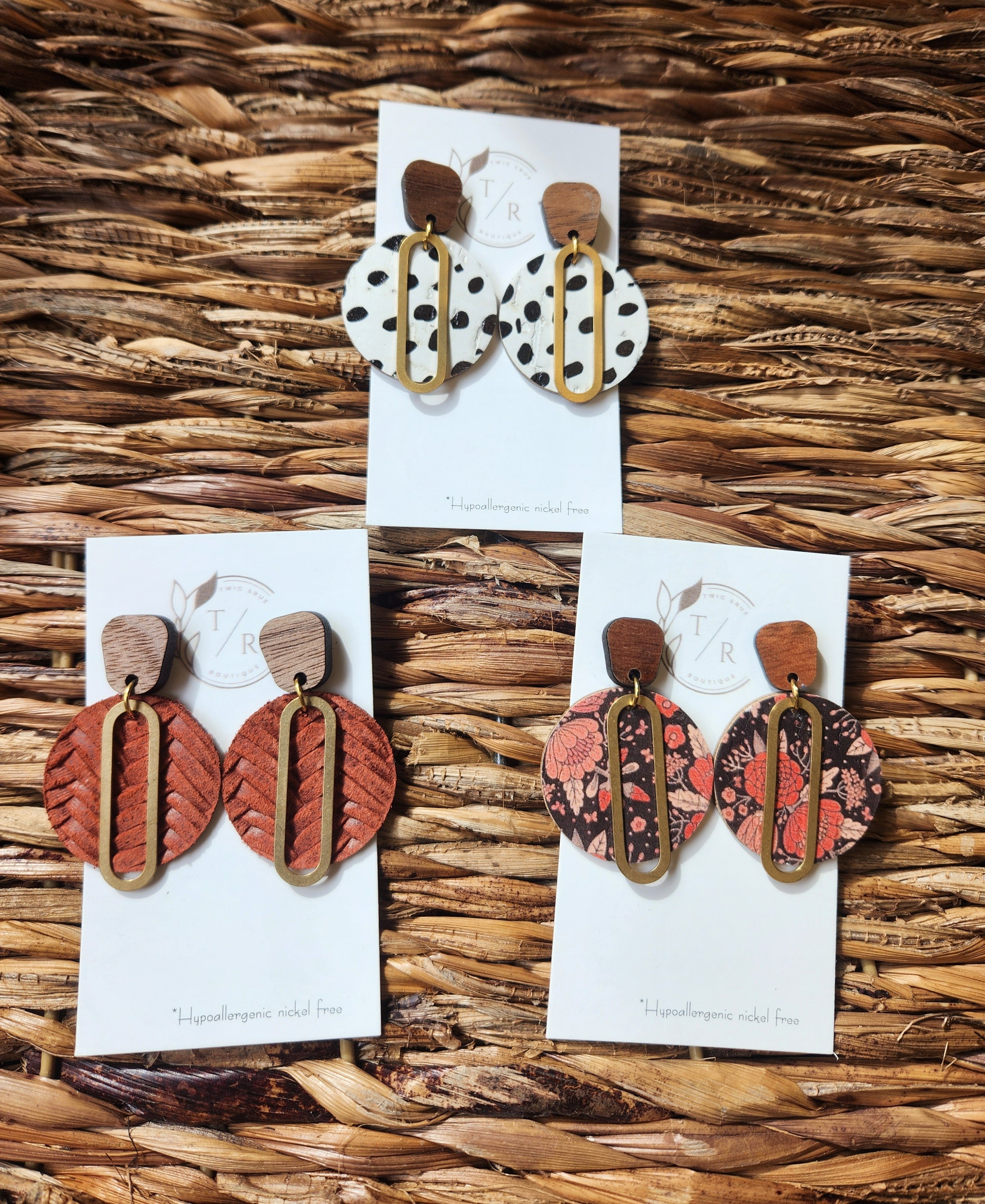 Kate| Genuine leather and wood drops