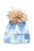 Large Genuine Fur Pom Tie Dyed Beanie