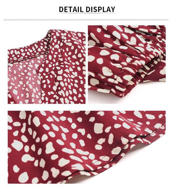 Womens V Neck Floral Mini Dress Long Sleeve