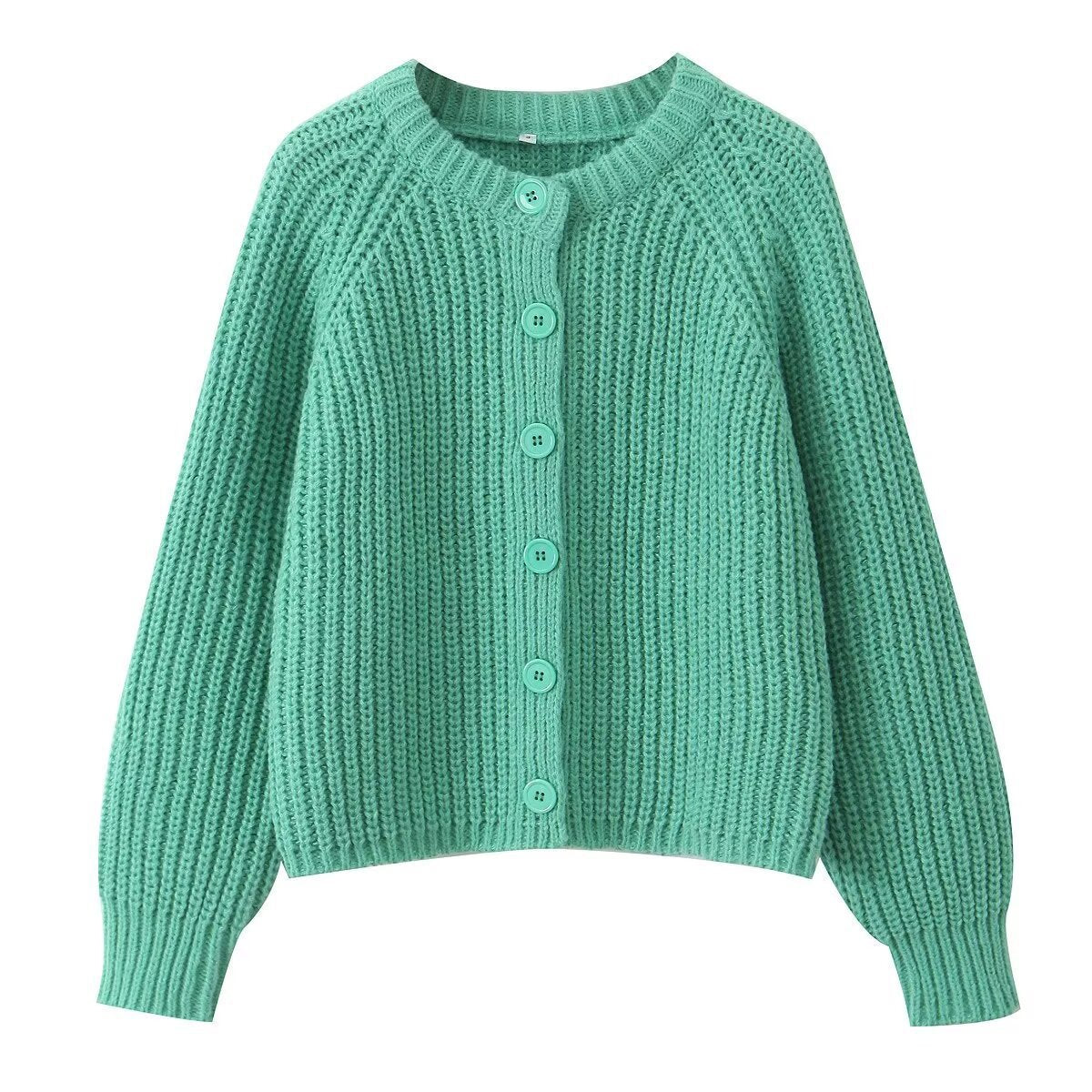 Women's Puff Sleeve Knitted Cardigan Sweater