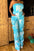 Blue Tie Dye Strapless Utility Jumpsuit.