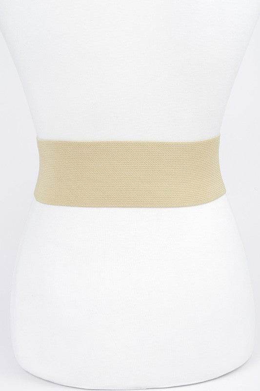 Metallic Faux Leather Elastic Fashion Wide Belt