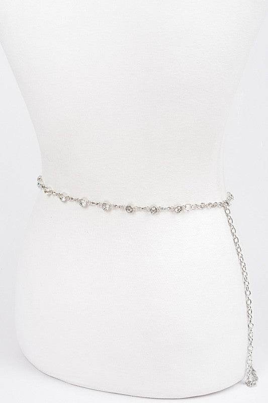 Rhinestone Station Mix Layer Chain Belt