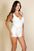 Solid Ribbed Slit Neckline Sleeveless Romper