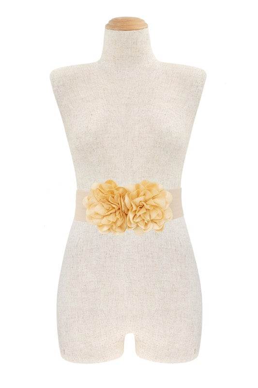Chiffon Double Flower Charm Elastic Belt