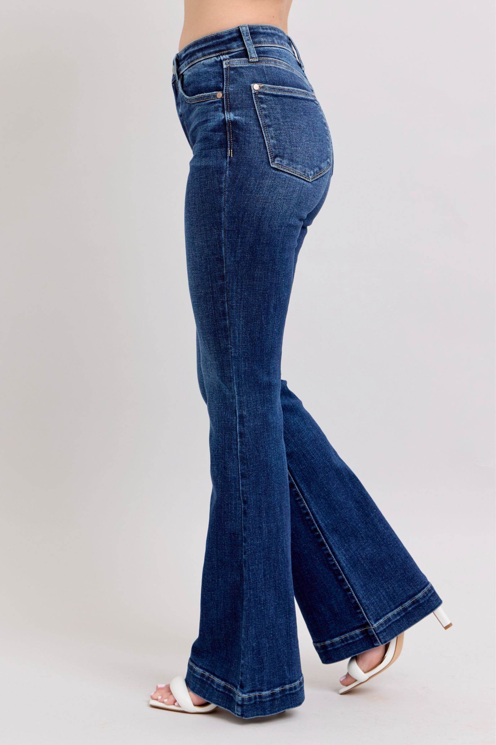 Judy Blue Full Size High Rise Flare Jeans with Pockets Plus Size