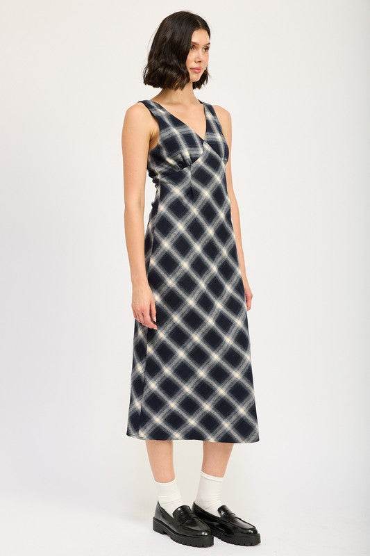 PLAID BIAS MAXI DRESS