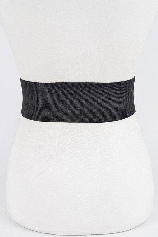 Plus Size Crystal Logo Buckle Elastic Belt