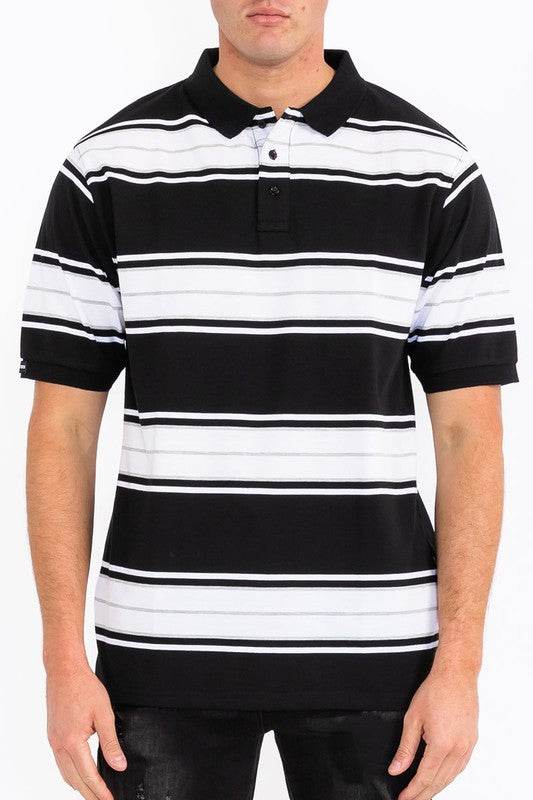 Old School Striped Pique Polo Shirt