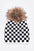 Mix Print Raccoon Fur Pom Iconic Beanie