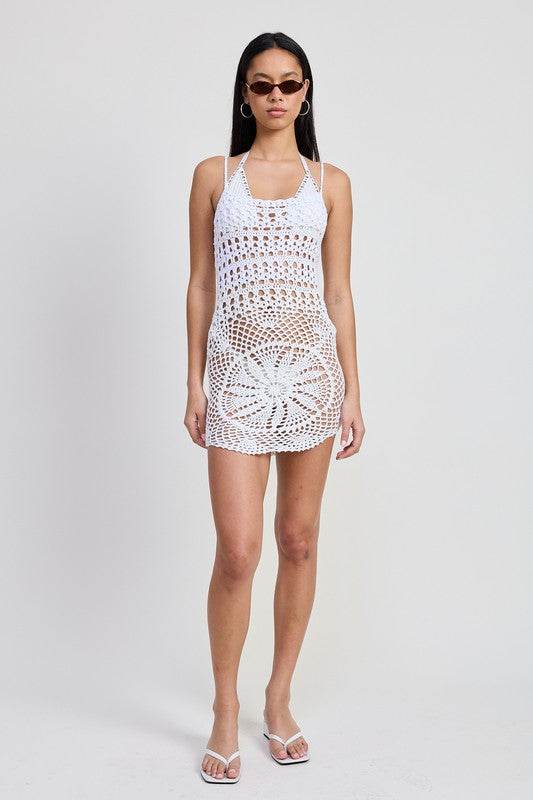 CROCHET MINI DRESS WITH CROSSED BACK