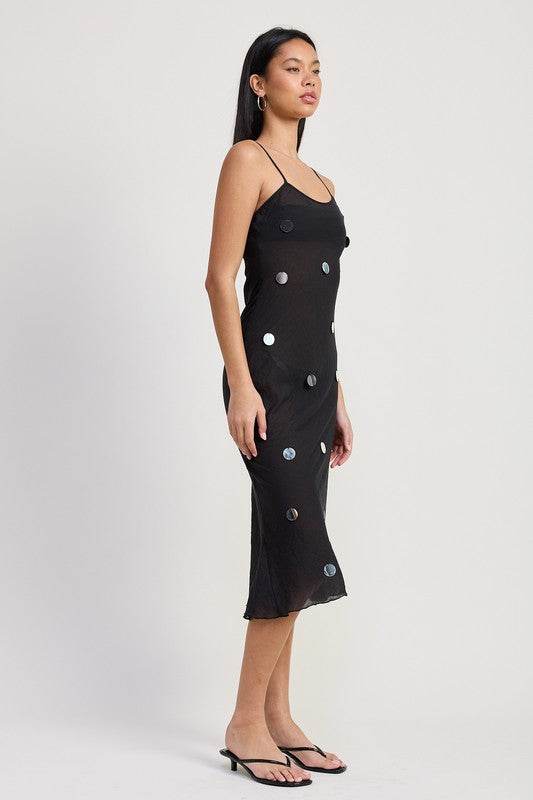 SQUARE NECK MIDI BIAS DRESS