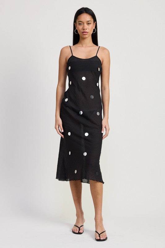 SQUARE NECK MIDI BIAS DRESS