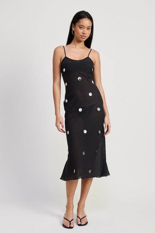 SQUARE NECK MIDI BIAS DRESS