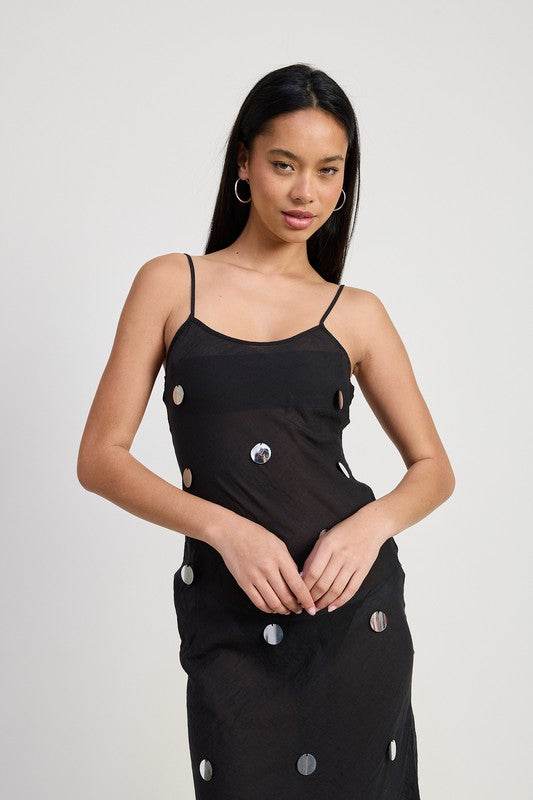 SQUARE NECK MIDI BIAS DRESS