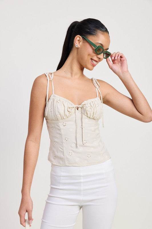 BUSTIER TOP WITH SHOULDER TIES