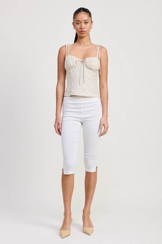 BUSTIER TOP WITH SHOULDER TIES