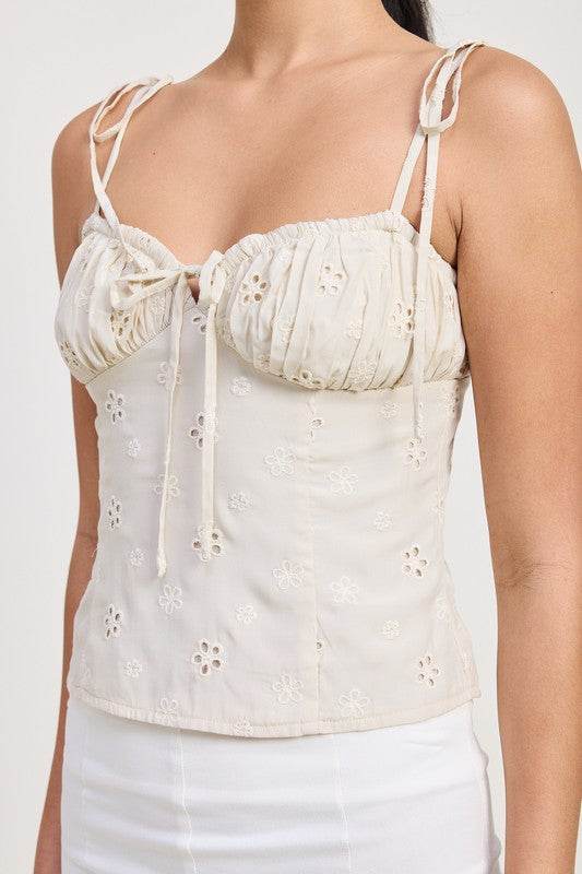BUSTIER TOP WITH SHOULDER TIES