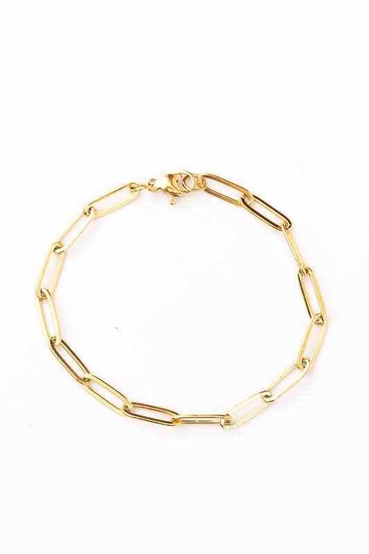 18K STAINLESS STEEL NON TARNISH PAPERCLIP BRACELET