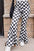 Black Checkerboard High Rise Casual Flared Pants