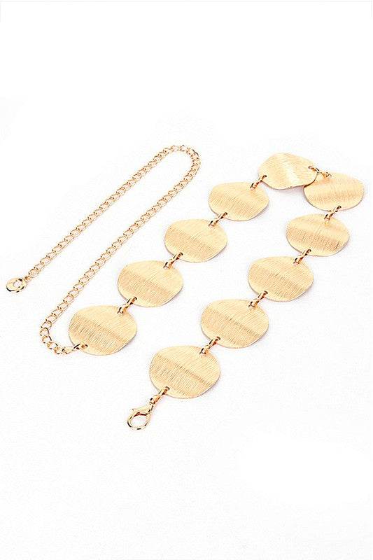 Satin Textured Disk Chain Belt