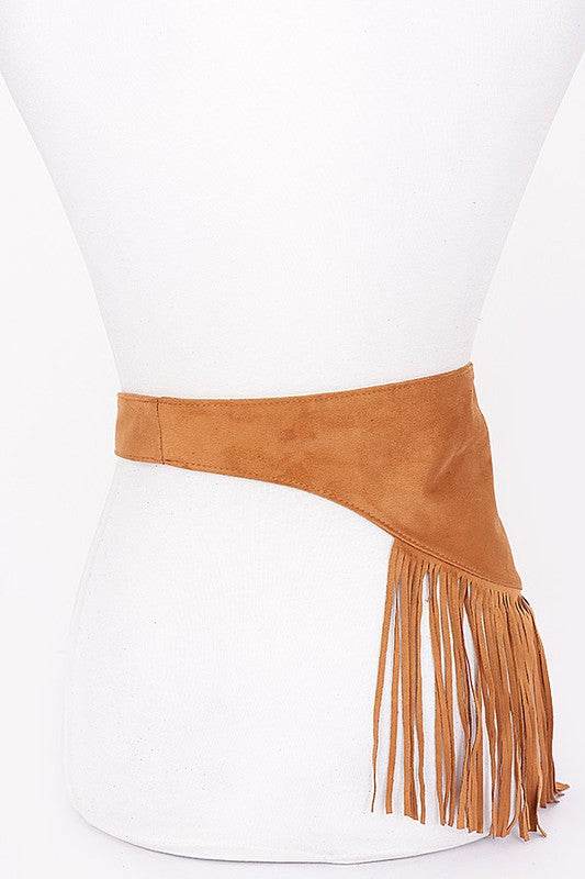 Faux Suede Fringe Western Belt