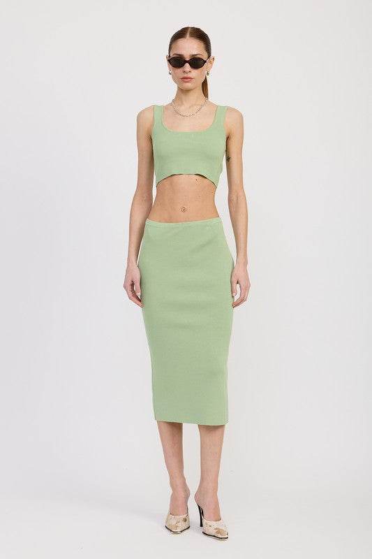 MID PENCIL SKIRT WITH SLIT
