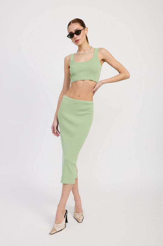 MID PENCIL SKIRT WITH SLIT