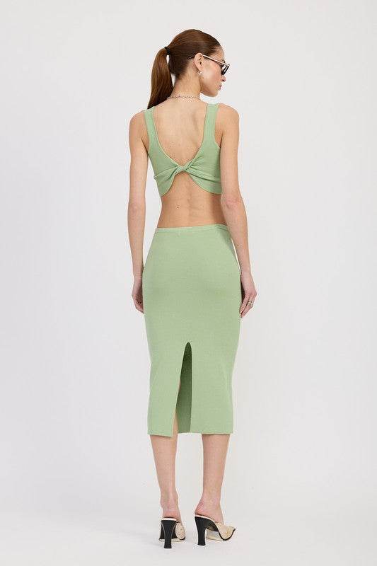 MID PENCIL SKIRT WITH SLIT