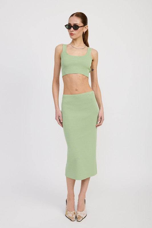 MID PENCIL SKIRT WITH SLIT