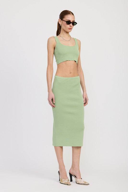 MID PENCIL SKIRT WITH SLIT