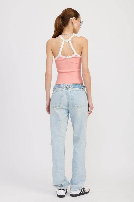 RACER BACK GRAPHIC TANK TOP