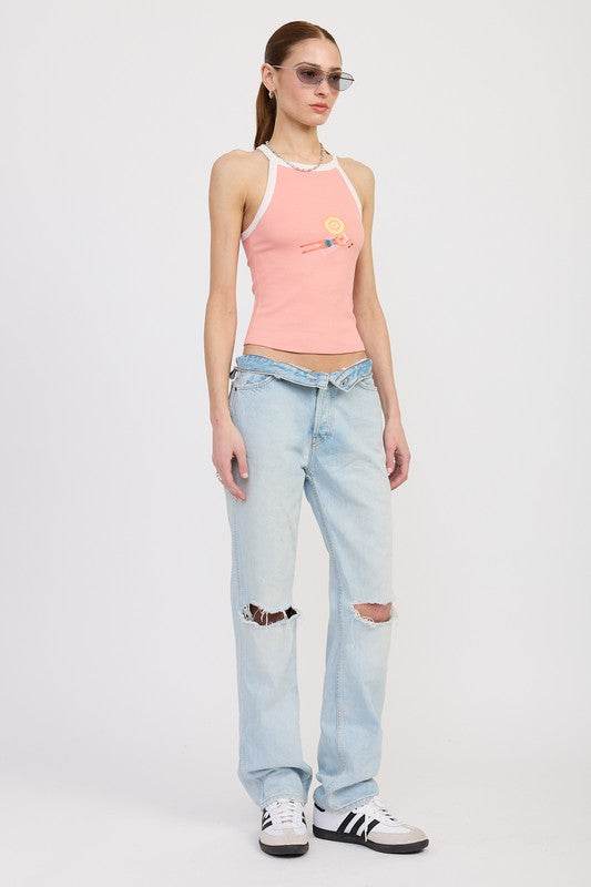 RACER BACK GRAPHIC TANK TOP