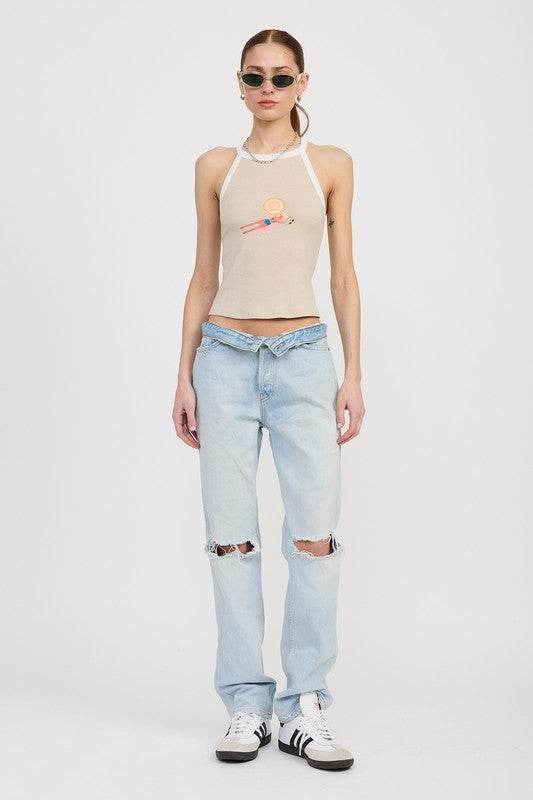 RACER BACK GRAPHIC TANK TOP