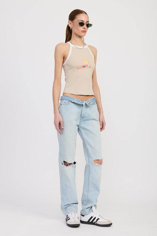 RACER BACK GRAPHIC TANK TOP