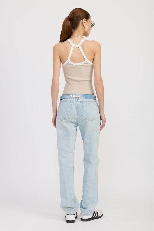 RACER BACK GRAPHIC TANK TOP