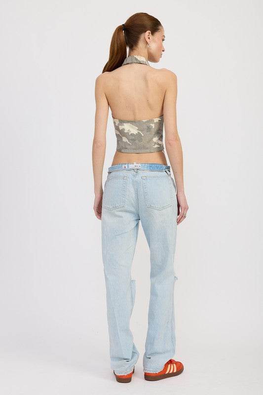 WRAPPED HALTER NECK TOP