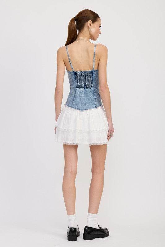 MINI CORSET DENIM DRESS