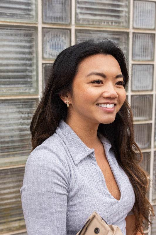 Cross Studs - Gold Glitter