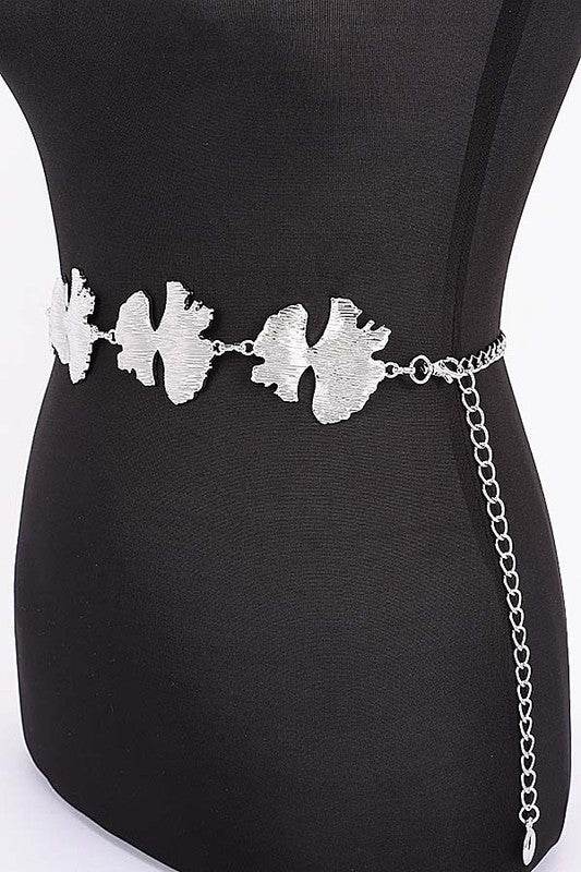 Organic Leaf Cutout Fashion Chain Belt