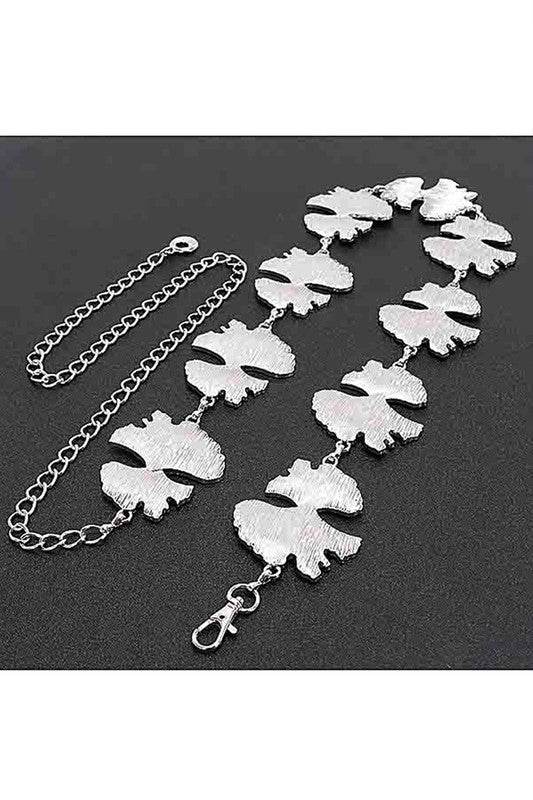 Organic Leaf Cutout Fashion Chain Belt