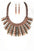 Metal Feather Statement Collar Necklace Set