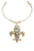 2 Tone Fleur De Lis Pendant Collar Necklace