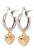 2 Tone Heart Charm Hoop Earrings